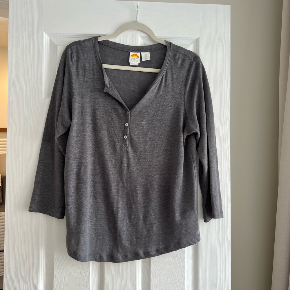 NWOT C&C California gray linen shirt, size large